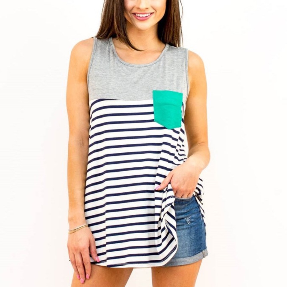 Striped Tank Top with Pocket